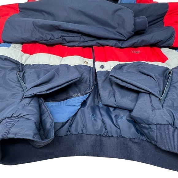 VTG 80s Roffe USA Men’s Thinsulate Red White Blue Ski Coat Size L Color Block - Picture 13 of 14